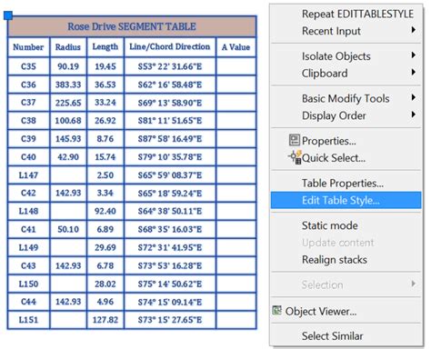 Civil 3d Alignment Tables