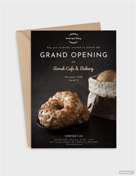 Cafe And Bakery Opening Invitation Template In Publisher Pages Psd