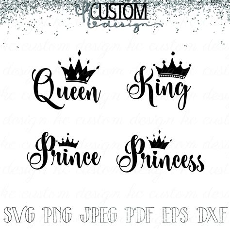 Royal Crowns Her King His Queen Svg Png Dxf Eps Princess Crowns King
