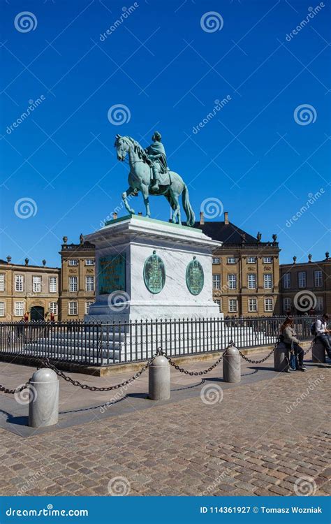 Amalienborg Riding Statue Of King Frederick V Editorial Photography
