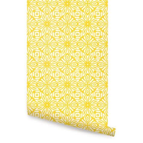 This fashionable wallpaper which is printed on a premium peel and stick substrate makes decorating a breeze! Geo Flowers Yellow Peel & Stick Fabric Wallpaper ...