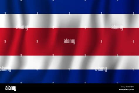 Costa Rica Realistic Waving Flag Vector Illustration National Country