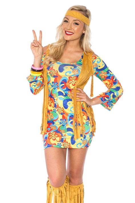 Ladies 60s 70s Retro Hippie Go Go Girl Disco Costume Fancy Dress Hen Xmas Party