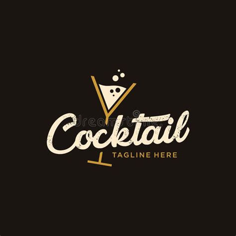 Vintage Cocktail Logo Design Alcohol Drink Icon Retro Cocktail Glass