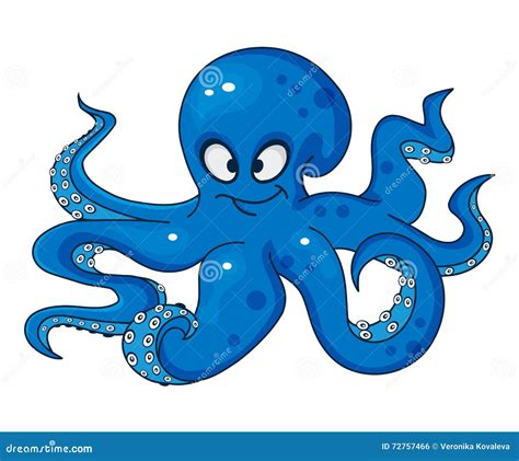Blue Cartoon Octopus Stock Vector Illustration Of Octopus 72757466