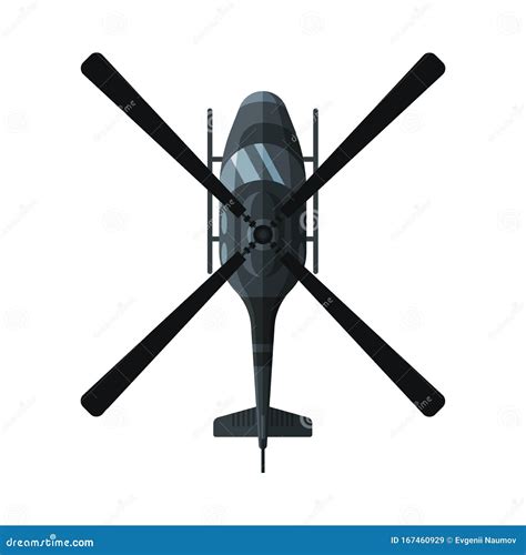 Helicóptero De Combate Negro Volador Vista Desde Arriba Ilustración