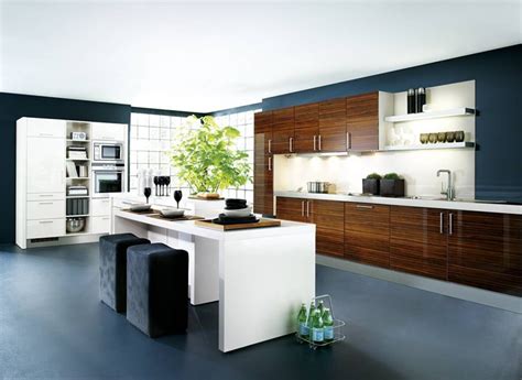 Modern Kitchen With Wooden Accent Cabinets White Small