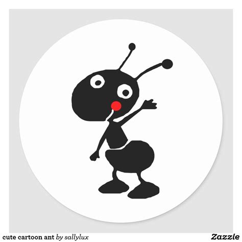 Cute Cartoon Ant Classic Round Sticker In 2021 Cartoon