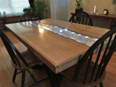 Hand Crafted Starlight Glowing River Dining Table - White Oak by Great 