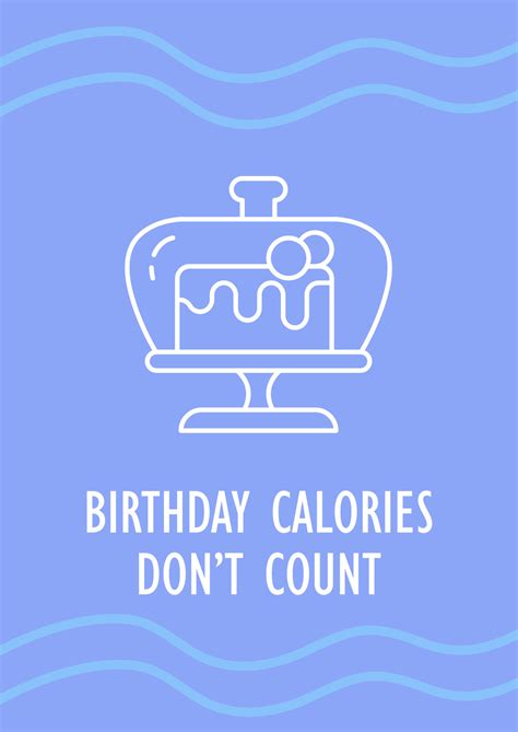 birthday calories do not count postcard with linear glyph icon greeting card with decorative