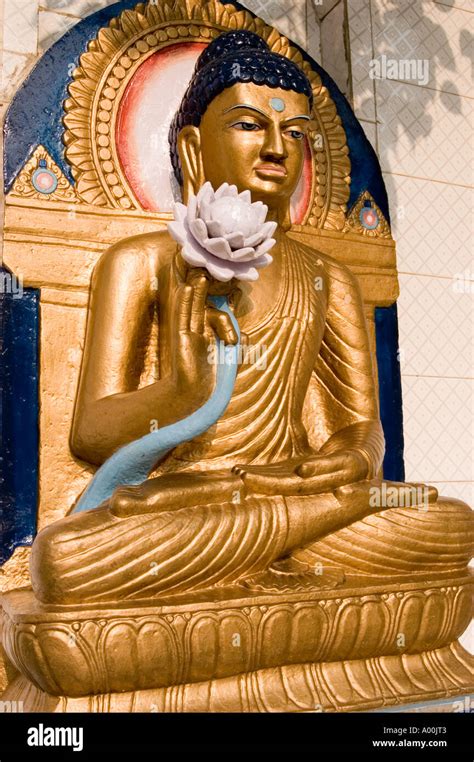 Golden Statue Of Buddha Disciple Mahakassapa At Mahabodhi Mahavihara