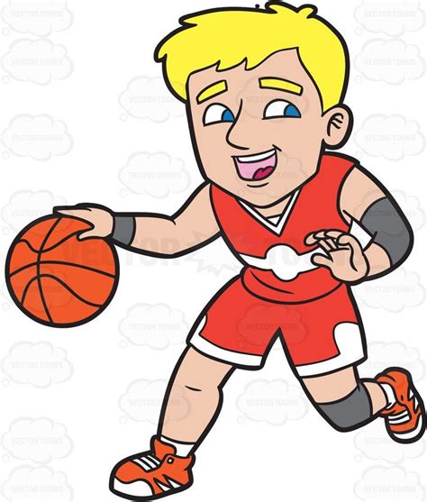 A Happy Male Basketball Player Dribbling A Ball Cartoon Clipart