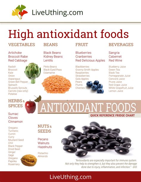 high antioxidant foods chart live uthing