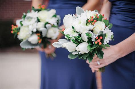 Navy blue got its name from the dark blue (contrasted with naval white) worn by officers in the royal navy since 1748 and subsequently adopted by other navies around the world. Long Navy Blue Bridesmaids Dresses - Bouquet Wedding Flower