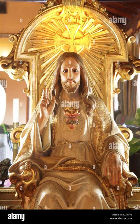 Jesus Christ Effigy Sitting On A Throne Stock Photo Alamy