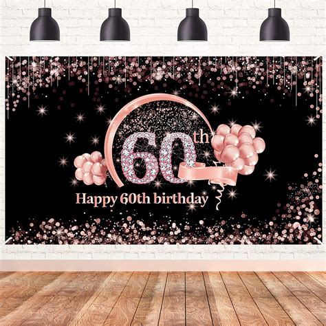 Lnlofen 60th Birthday Banner Decorations Backdrop For Women