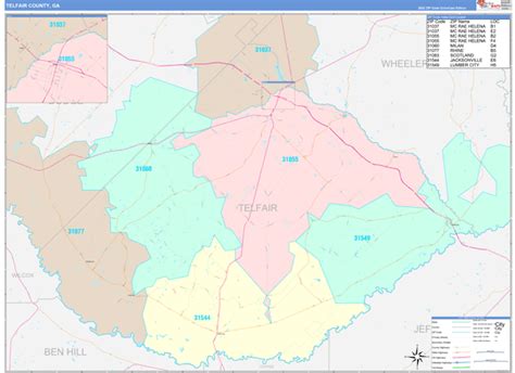 Telfair County Ga Wall Map Color Cast Style By Marketmaps Mapsales