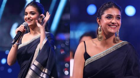 Keerthy Suresh Prompts Elegance In Black Sheer Saree Check Out