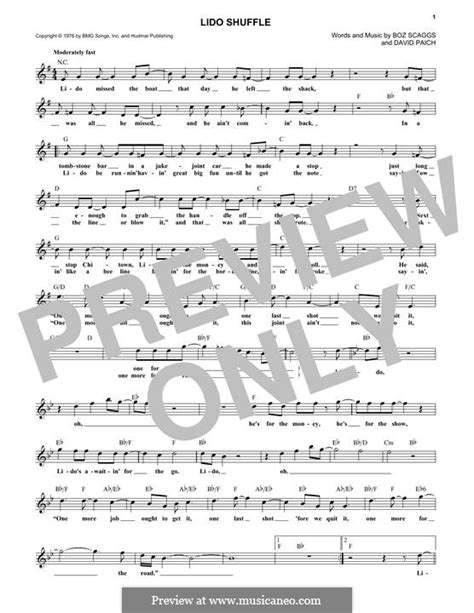 Lido Shuffle Boz Scaggs By D Paich Sheet Music On Musicaneo
