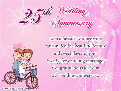 बहुत बहुत मुबारक हो आपको ये समां बड़ा नायाब लग रहा होगा आज जहाँ ढेरो खुशियाँ बाटों एक दूसरे के संग रास आये आपको सालगिरह के हर रंग। bahut bahut mubarak ho aapko ye sama, bada nayab lag raha hoga aaj jahaan, dhero khushiyan. 25th Wedding Anniversary Wishes, Messages and Wordings - Wordings and Messages