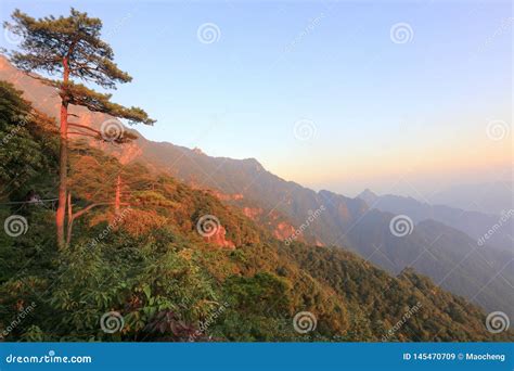 Brilliant Sunrise Of The Sanqingshan Mountain Adobe Rgb Stock Image