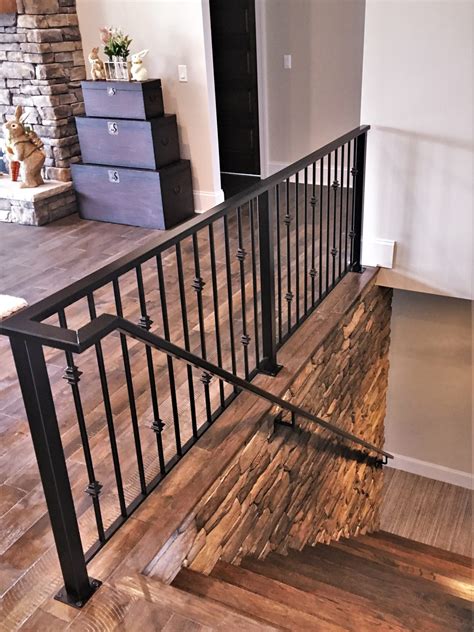 Attached Metal Handrail Down Stairs Great Lakes Metal Fabrication