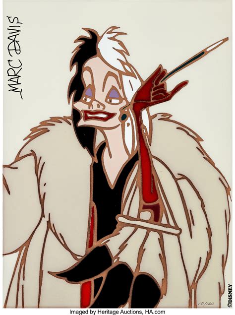 101 Dalmatians Cruella De Vil Limited Edition Fine Art Tile 10100