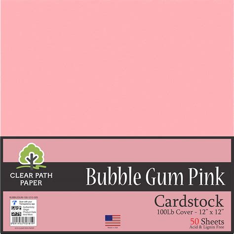Bubble Gum Pink Cardstock 12 X 12 Inch 100lb Cover 50