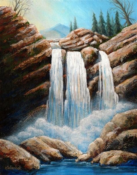 Maybe you would like to learn more about one of these? Waterfall Acrylic Painting at PaintingValley.com | Explore ...