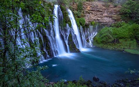 Burney Falls California Rocks Nature Usa Waterfalls Hd Wallpaper