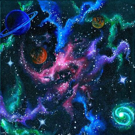 Acrylic Outer Space Galaxy Painting Print Peinture Univers Peinture