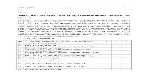 Download Docx Angket Kebutuhan Siswa
