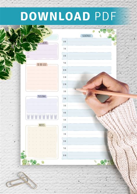 Download Printable Undated Daily Planner Template Floral Style Pdf