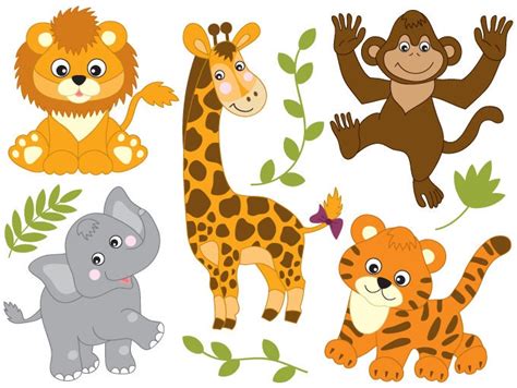 Safari Animals Clipart Digital Vector Safari Animals Lion | Etsy UK