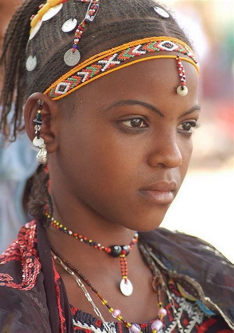 Fulani Woman With Intricately Plaited Hair And Bead And Silver Adornments Burkina Faso