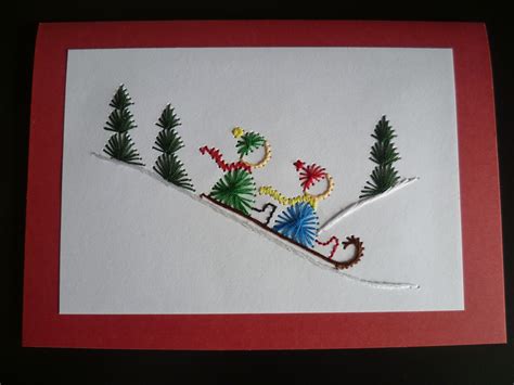 Enfants qui glissent Faite par Pascale Gagné Paper embroidery Sewing