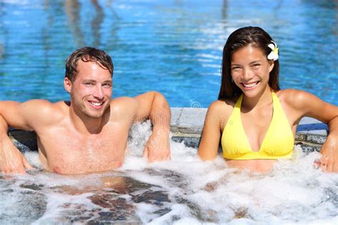 Hot Tub Couple In Spa Wellness Jacuzzi Royalty Free Stock Image Image 37954546