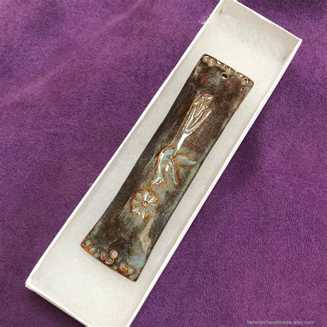 Ceramic Mezuzah Case Brown Ceramic Mezuzah Case Spiral Decor Etsy