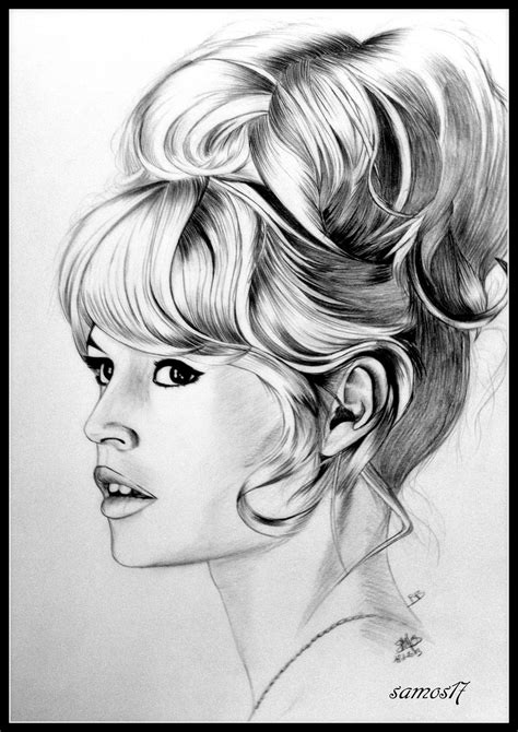 Dessin Portrait Brigitte Bardot Portrait Dessin Dessin Au Crayon