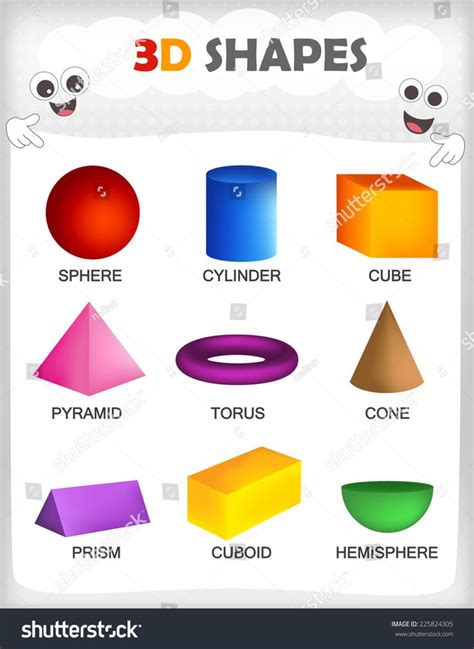 Printable Sheet Of A Collection Of Colorful 3d Shapes With Their