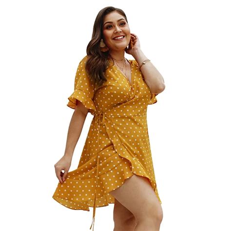 Aliexpress Com Buy Zmvkgsoa Sexy Polka Dots Dress Ruffle Women Plus