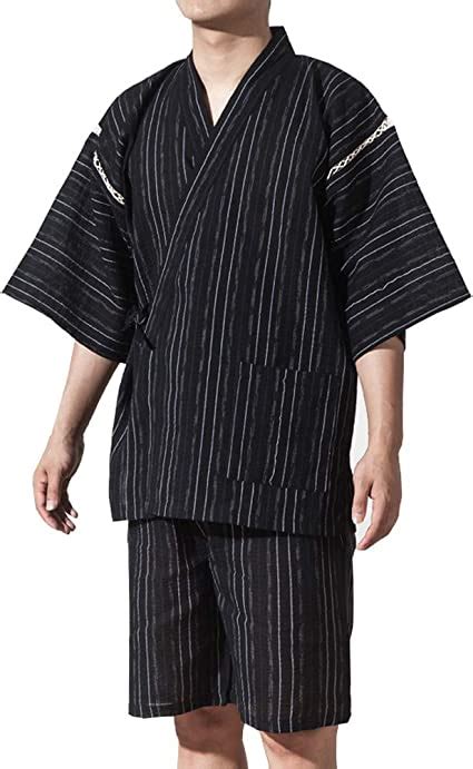 Jinbei Mens Japanese Style Dressing Gown Kimono Pajamas Suit Size Xl
