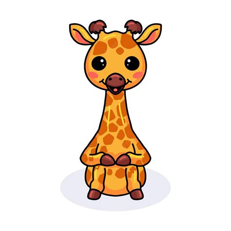 Premium Vector Cute Little Giraffe Cartoon Sitting