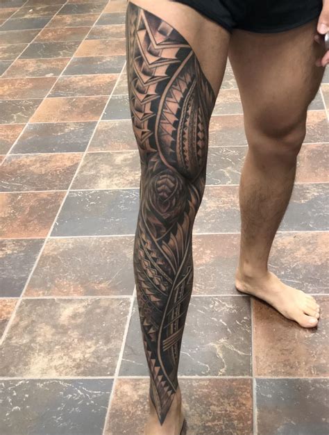 Hawaiian Tribal Leg Tattoos