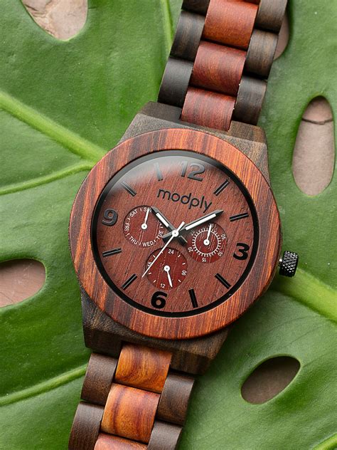 Classic Monogram Wood Watch For Men Engraved Wooden Watch With