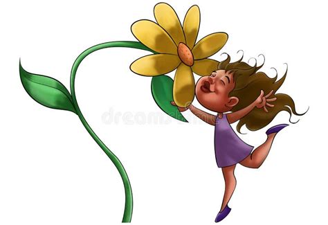 the girl and flower stock illustration illustration of looking 15762268