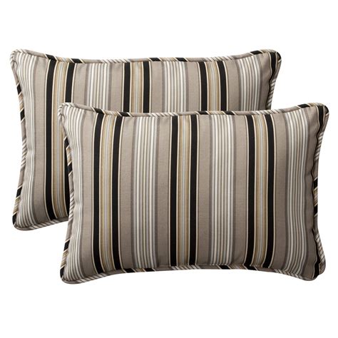 Pillow Perfect Decorative Black Beige Striped Outdoor Toss Pillows Set Of 2 Overstock