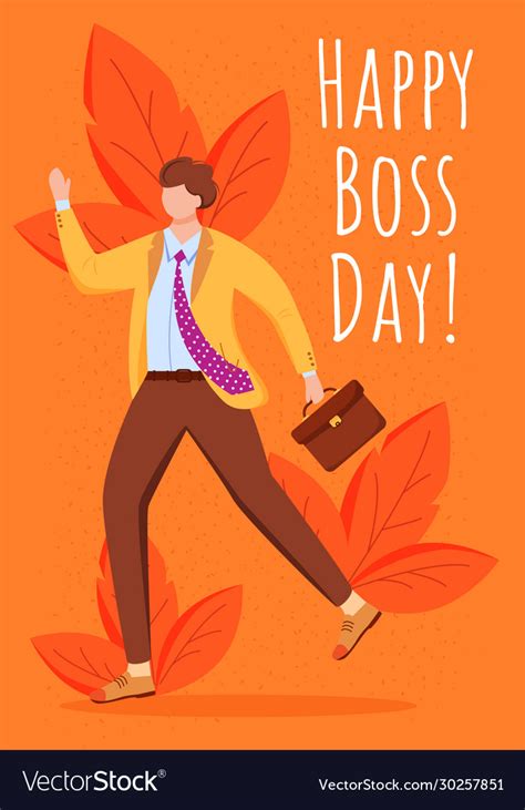 Happy Boss Day Poster Template Employer Greeting Vector Image