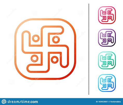 Red Line Jainism Icon Isolated On White Background Set Color Icons