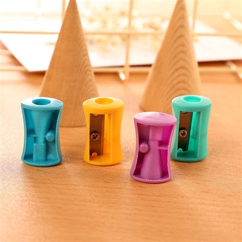 Fashion Single Holes Cylinder Pencil Cutter 4 Pieces Pencil Sharpeners
